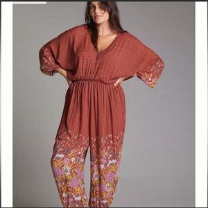 Rust Floral Print Women’s Jumpsuit
